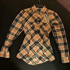 Harley Davidson S Lightweight plaid Embellished shirt